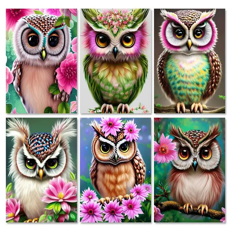 

GATYZTORY Diamond Painting Owl Kits DIY Craft Diamond Embroidery Animals Picture Rhinestones Wall Art Needlework Mosaic