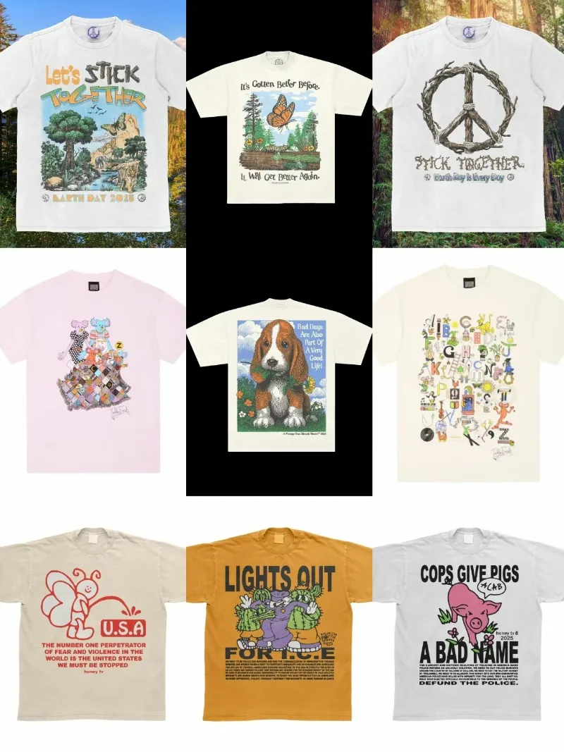 

2025 Fashion Trend Top men shirt High Street Gothic Harajuku animal graphic design TiKi short-sleeved casual loose Y2K shirt