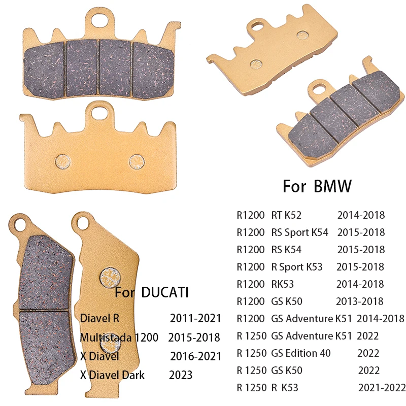 Motorcycle Front Rear Brake Pads for BMW R 1200 1250 R1200RT R1200RS R1200R R1200GS R1250GS R1250R for DUCATI Multistada 1200