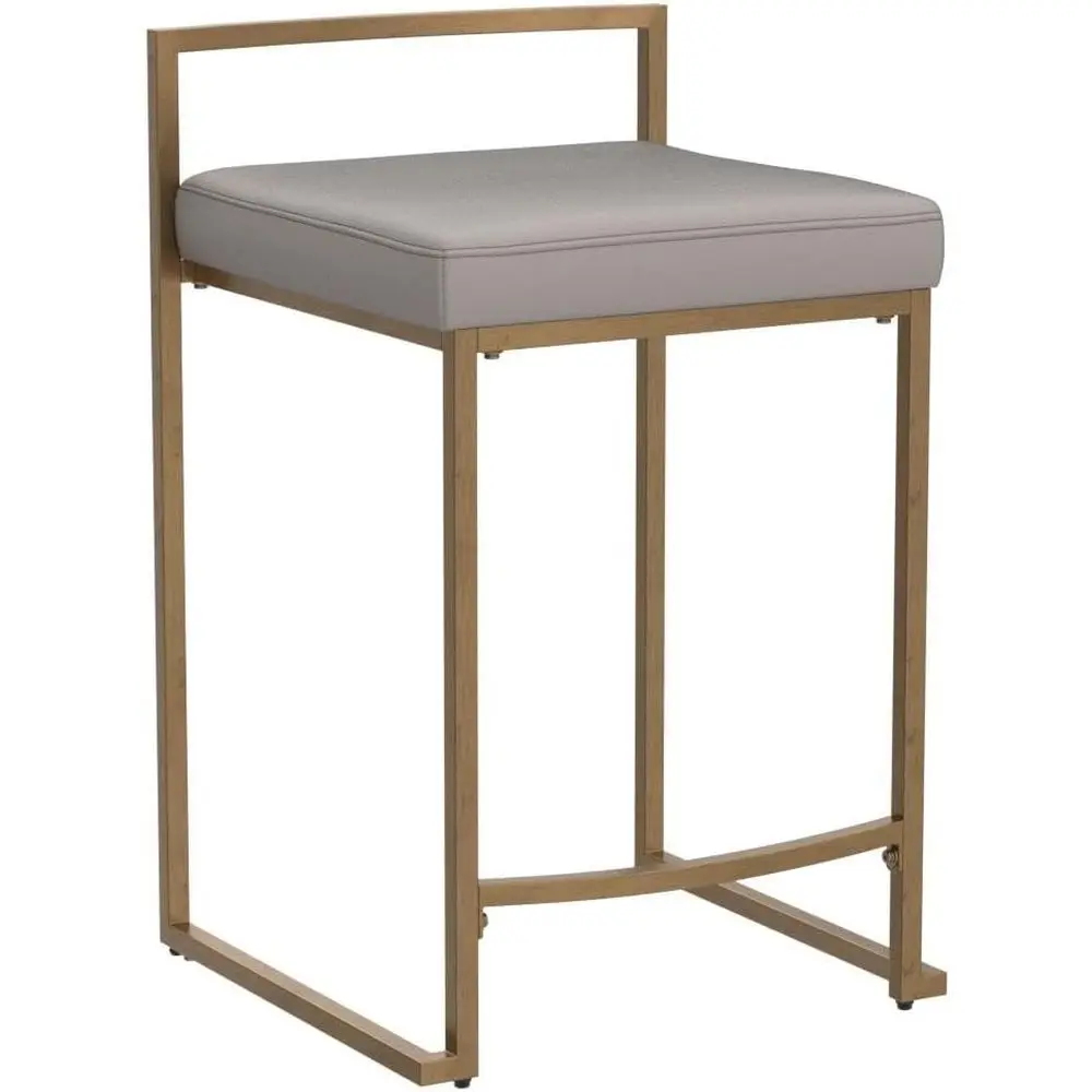 Harlowe Upholstered Seat Counter Height Bar Stools Set o 2, Kitchen and Dining, Gray and Gold view 6