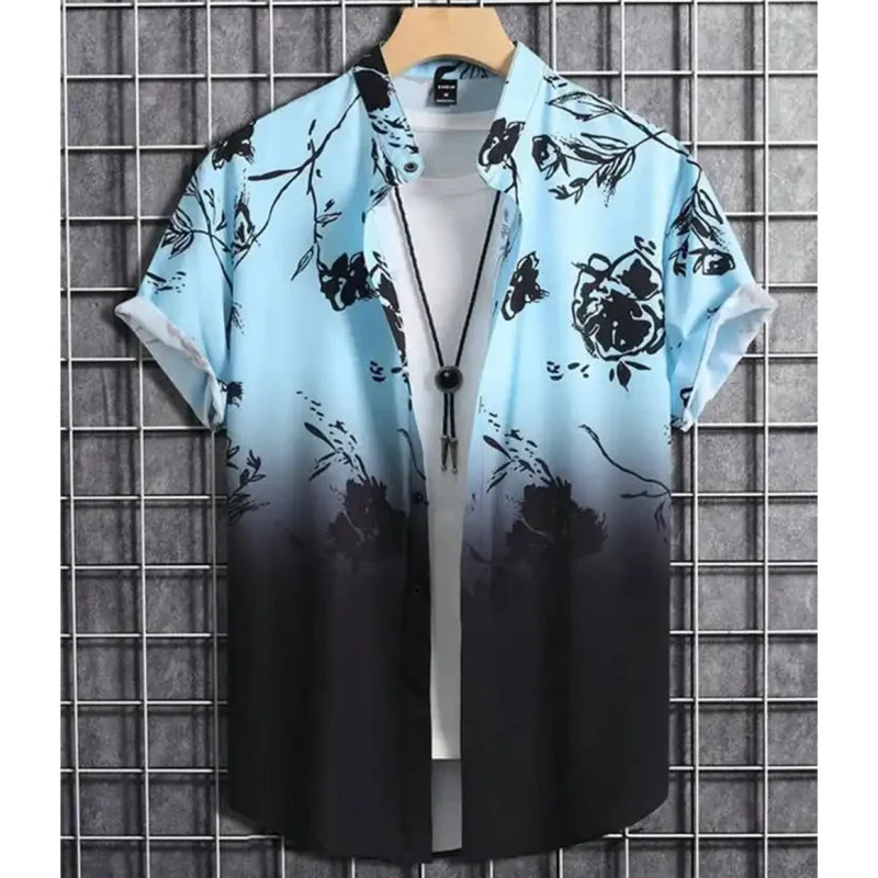 Camisa havaiana de grandes dimensões masculina, simples, estampada em 3D, casual, top retrô, roupa solta, manga curta, conforto, moda verão, 2023