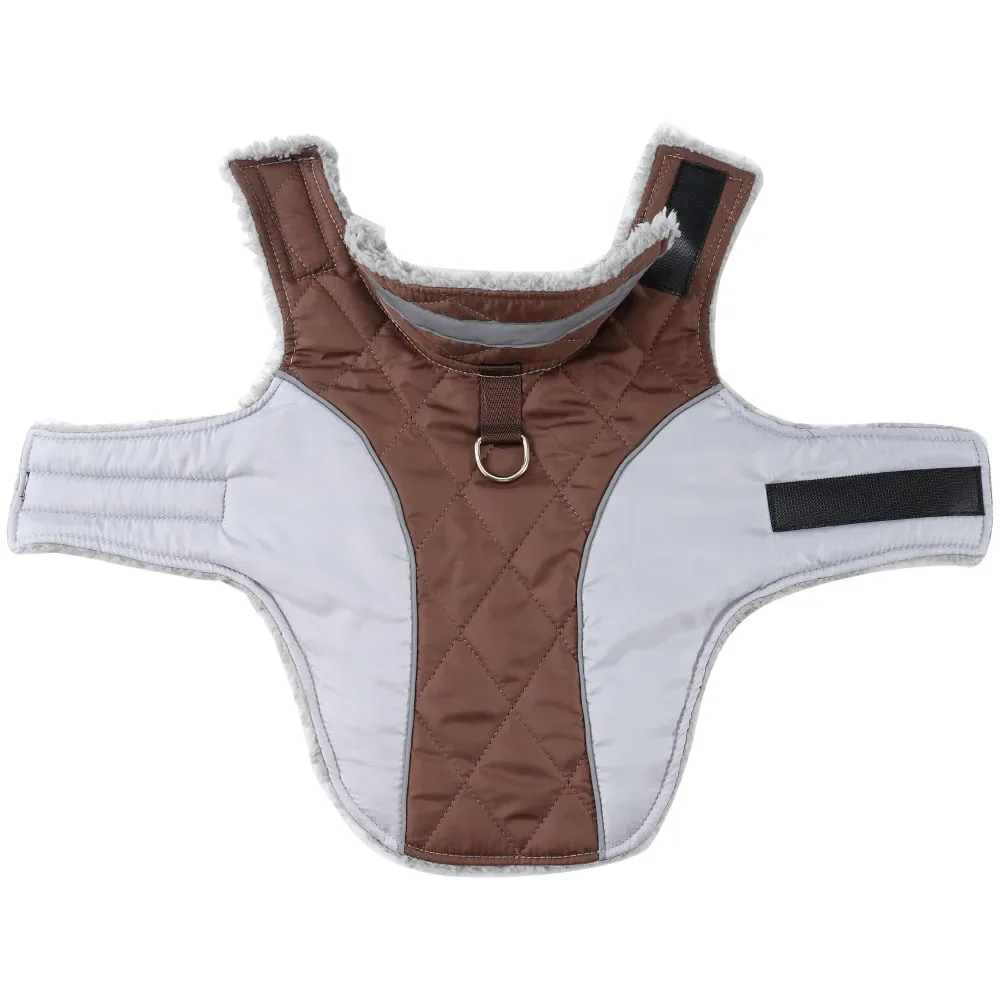 Reflektierende Haustierkleidung für kleine große Hunde, warm, verdickt, Fleece, Hundeweste, Mantel für den Winter, karierter Welpenparka mit D-Ring, Labrador – Detail 15