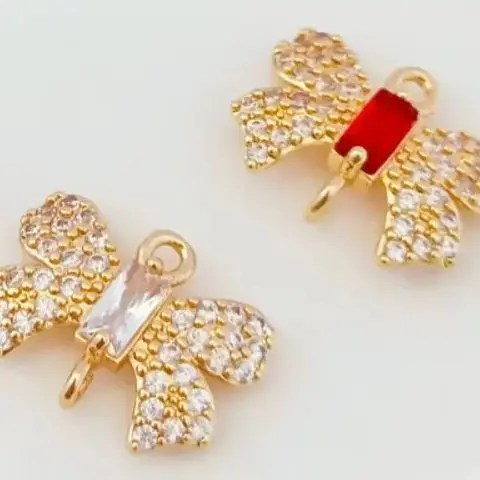 

14-каратное позолоченное и инкрустированное цирконом, двойной кулон-бабочка, браслет, ожерелье, материал ювелирных аксессуаров «сделай сам»