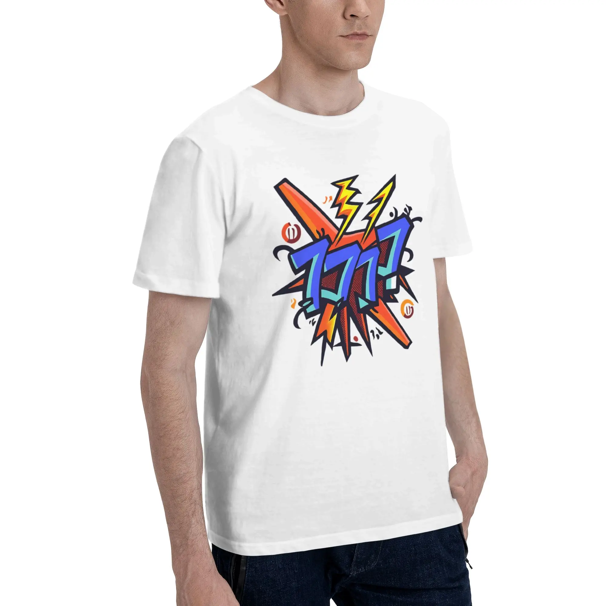 Slot Machine Victory Men's T Shirts 777 Lucky Humorous Tees Short Sleeve Crew Neck 100% Cotton Birthday Gift Clothes T-Shirt