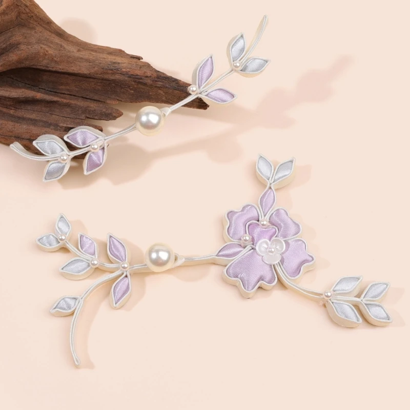 HX6F Decorative Sewing Button Closure Floral Knot Button for Handmade Cheongsam