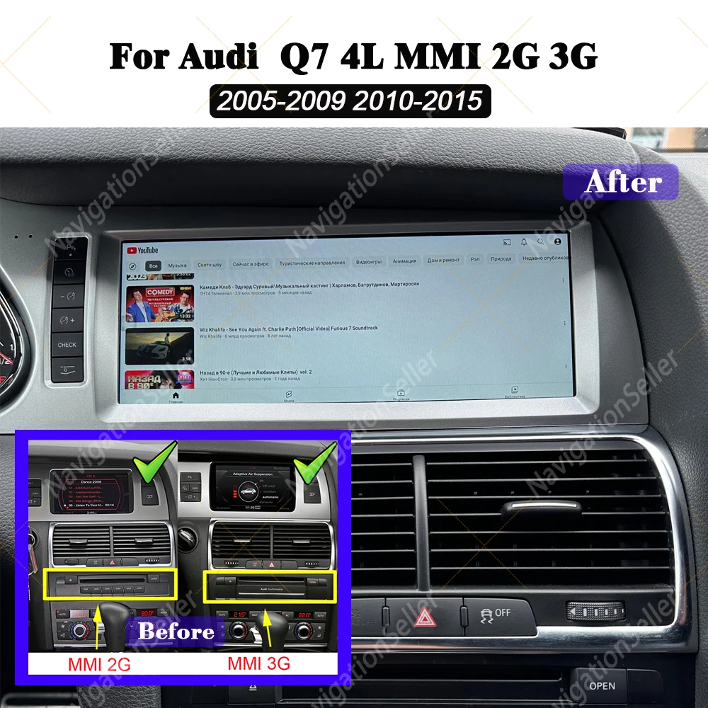 

VIGOHI New Car Multimedia Wireless Android AUTO CarPlay 10.25 inch Screen For AUDI Q7 2005-2015 Car Video Players GPS Navigation