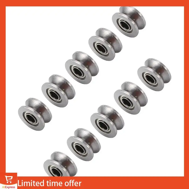 Verse 100 Stuks U Groeflager U624ZZ Koolstofstaal Duurzaam V Groef Kogellager Katrol Voor Spoor Lineaire Motion Systemen