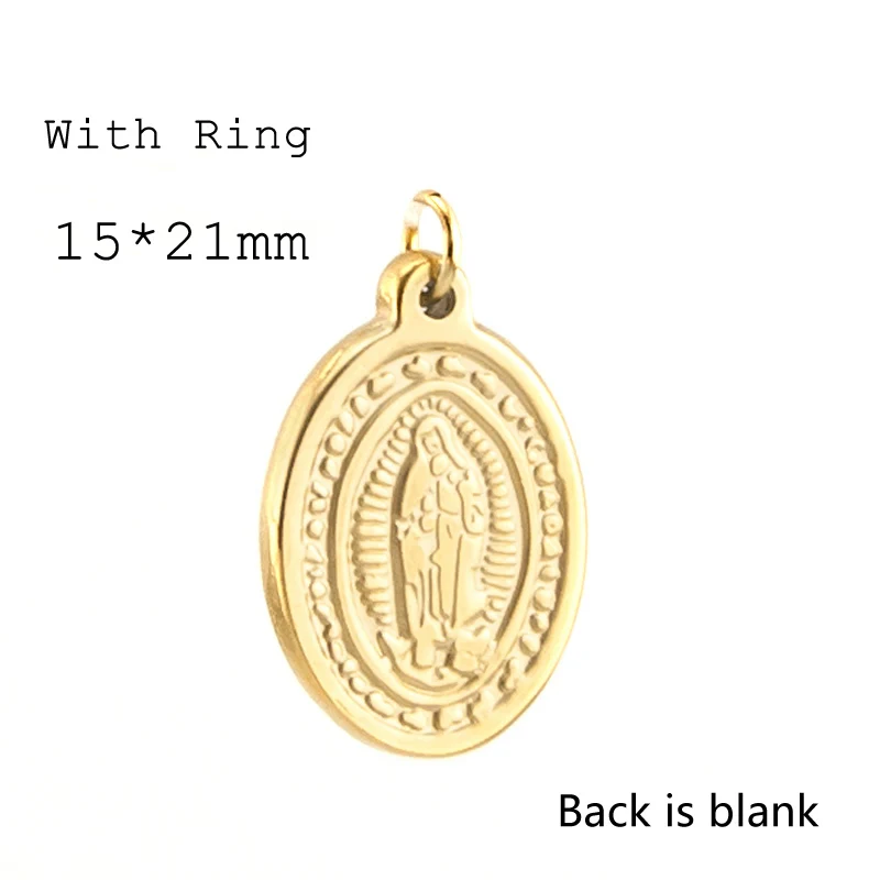 10pcs Our Lady virgen de guadalupe small Oval charms gold color medal tags round Stainless Steel Pendant