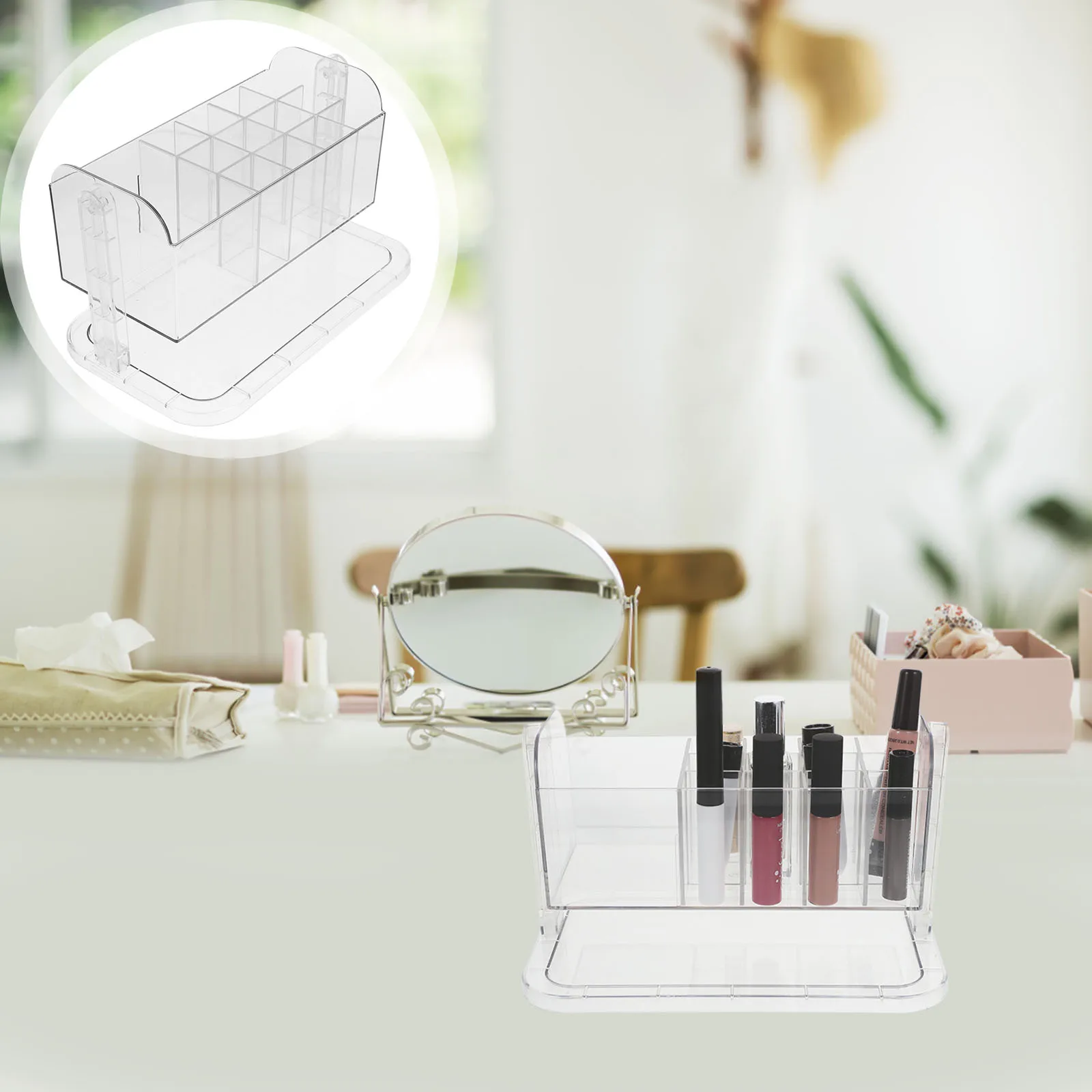 

Rotating Makeup Holder Desktop Brush Storage Beauty Organizer For Vanity Lipstick Holder Large Capacity Makeup