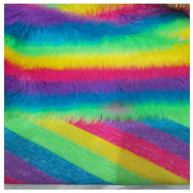 160*100cm jacquard rainbow rabbit falling hair plush faux fur fabric for coat pillow case vest Fur collar plush fur tissu telas