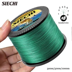 SIECHI X8 Super Strong 8 Strands Braided Fishing Line 300M-1000M Multifilament 100%PE Wire Saltwater Freshwater Fishing Tackle