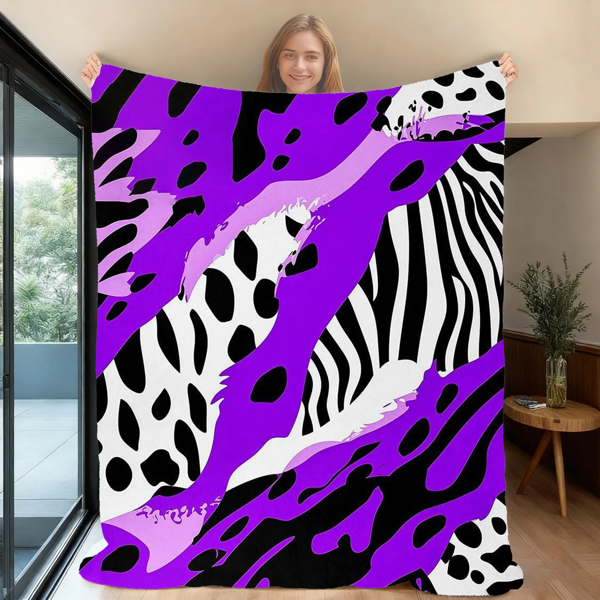Pink Black Leopard Zebra Fashion Fleece Blanket For Bold Interior Decor Lightweight Plush Throw Blanket Cover