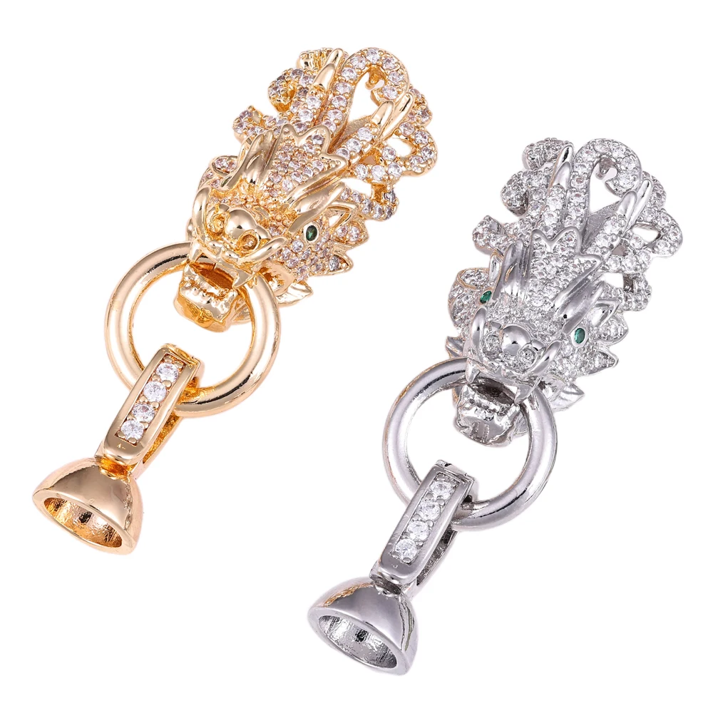 Juya 18K Gold Plated Decorations Dragon Connector Fastener Lock Clasps Accessories For DIY Beadwork Beads Pearls Jewelry Making