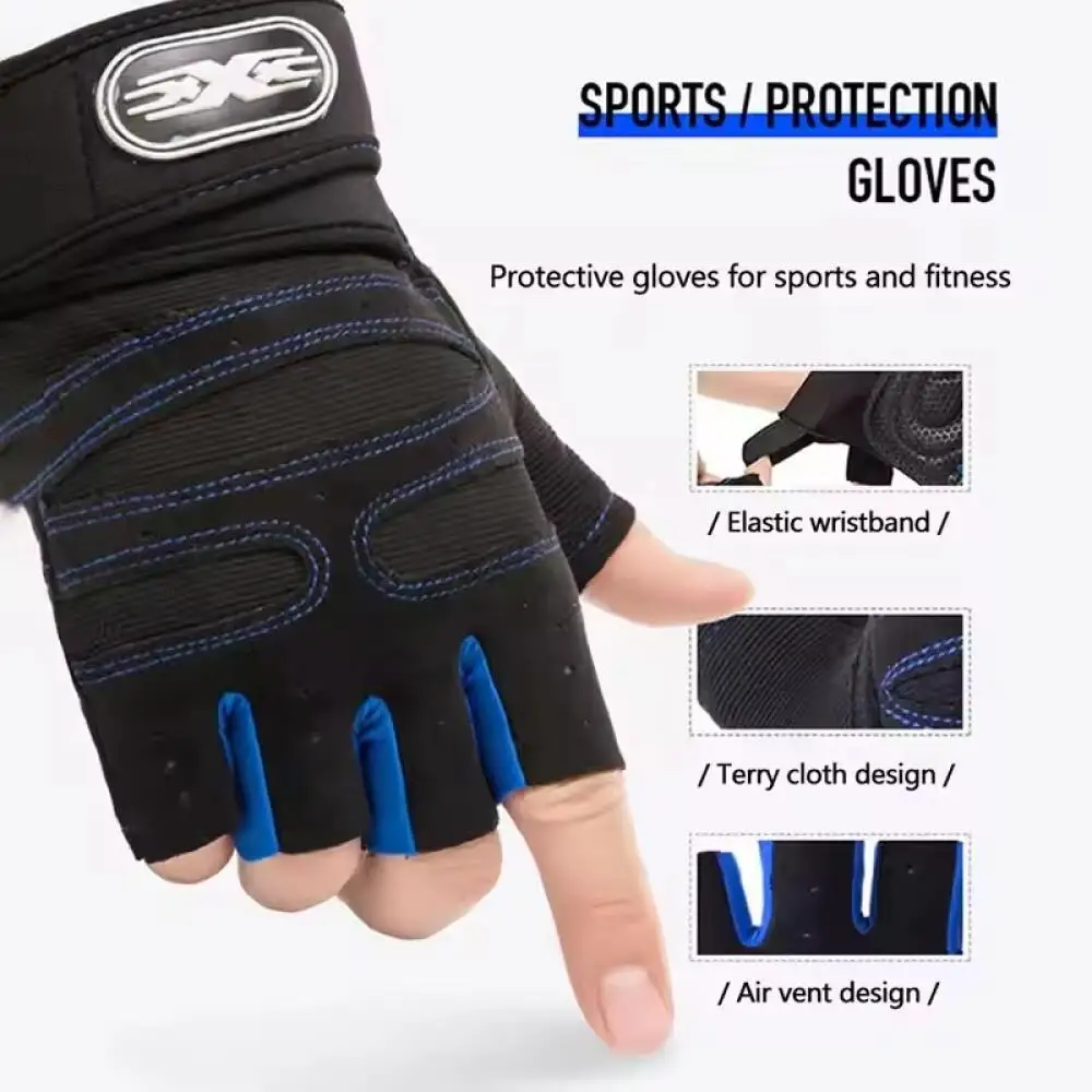 Fitness Half Finger Gloves Men And Women Wrist Guard Sports Dumbbell Riding Non Slip Horizontal Bar Exercise Training