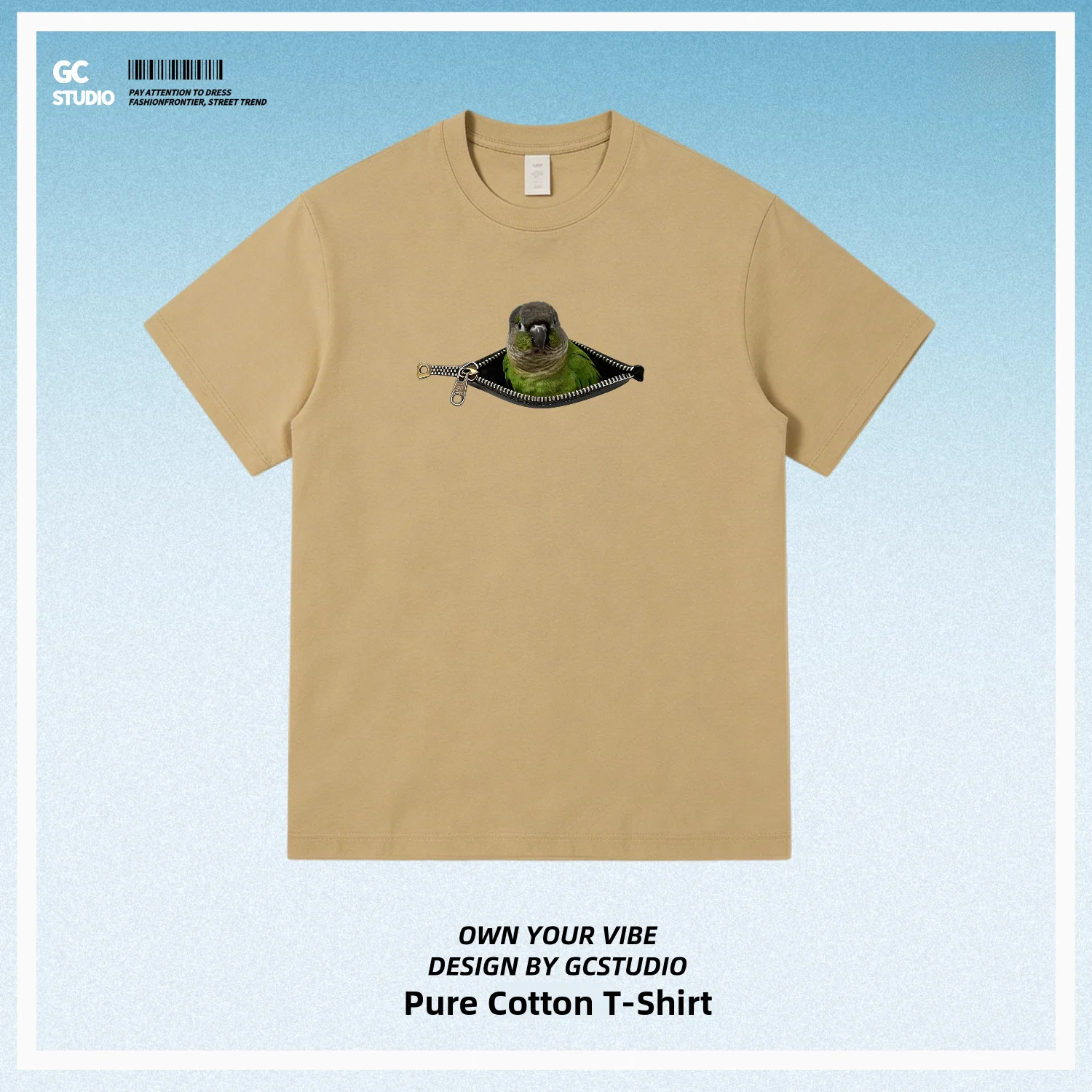 Zipper Cotton Short Sleeve T-Shirt Fun Animal Print Creative Parrot Book Loose Fit Unisex Summer Casual round Neck Tee
