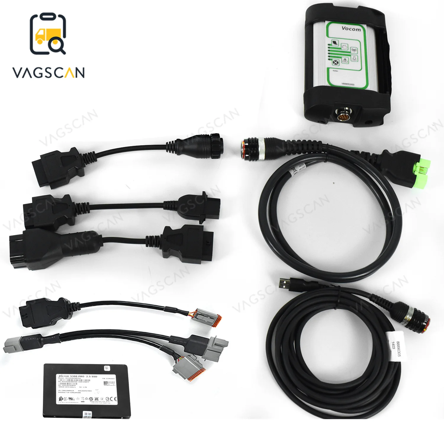 Full Set Marine Diagnosis kit for VOCOM vodia5 penta cables engine industrial vocom 88890300 6Pin +8Pin cable Diagnostic Tool