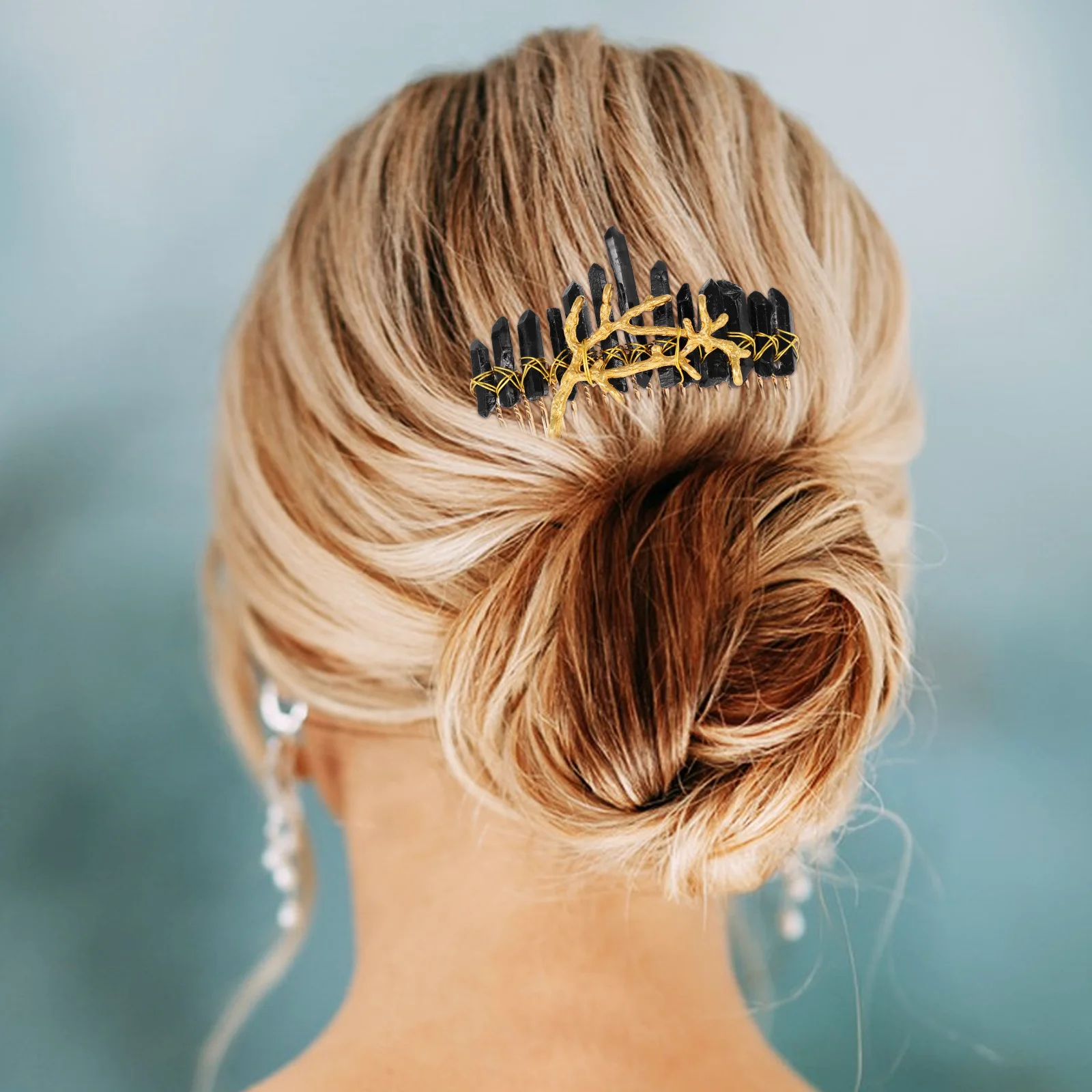 

Crystal Hair Comb Black Crystal Gold Branch Women Wedding Hairpiece Accessories Bridal Combs Hairpin Decorative
