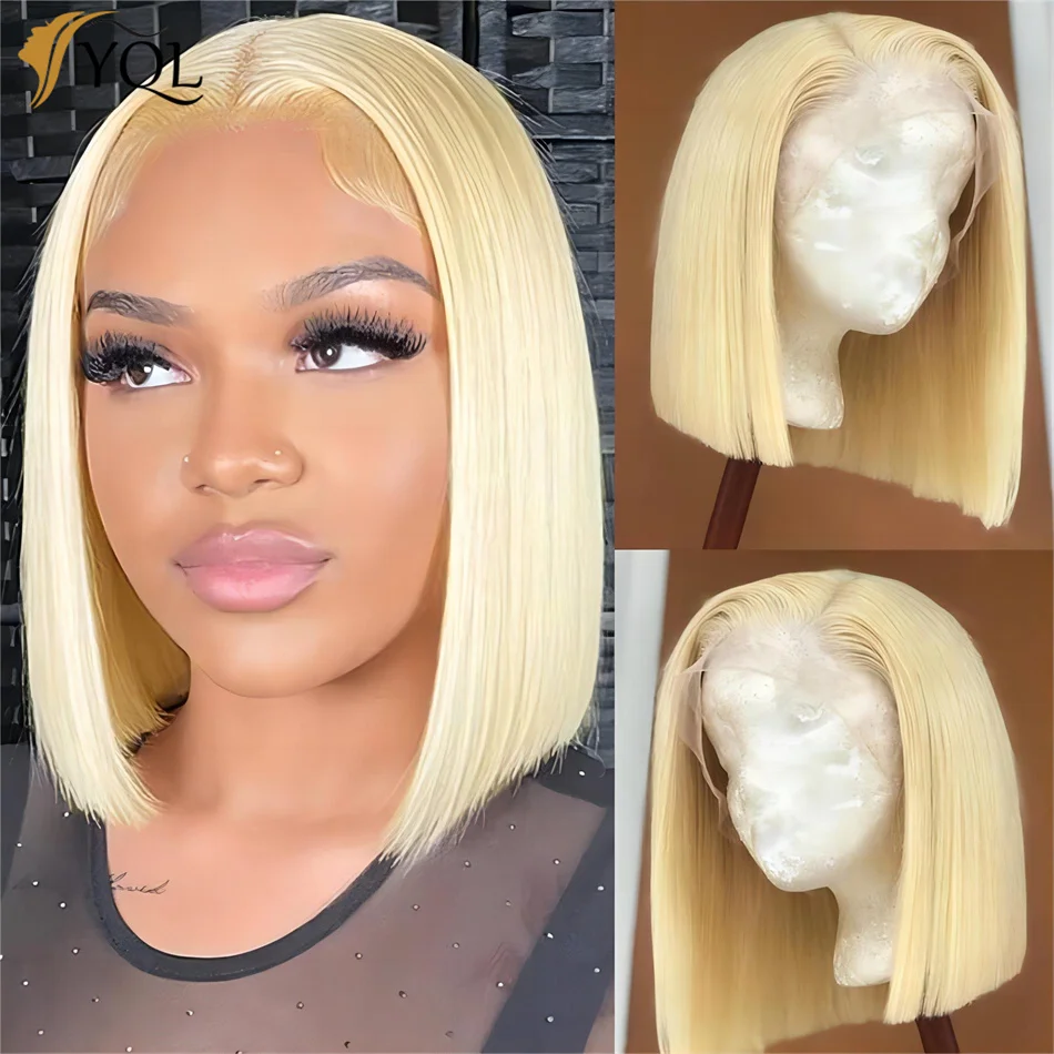 

Blonde Bob Wig Lace Front Human Hair Wig 613 Short Straight Bob 13X4 Transparent Lace Frontal Wig For Women Peruvian Human Hair