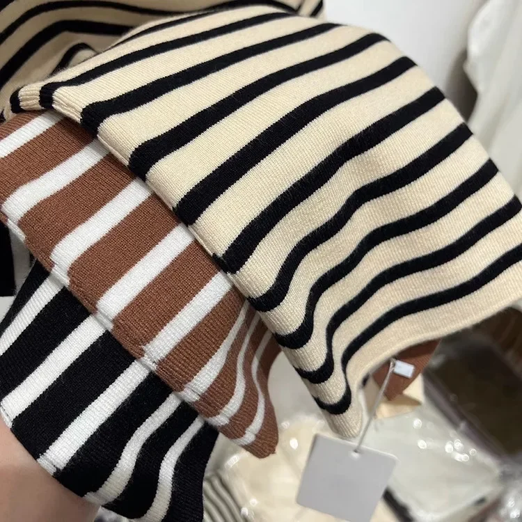 2026 Rollkragenpullover Gestreifter Pullover Slim Fit Oberteil Damen Frühling und Herbst Kurzarm Unterziehpullover – Detail 19
