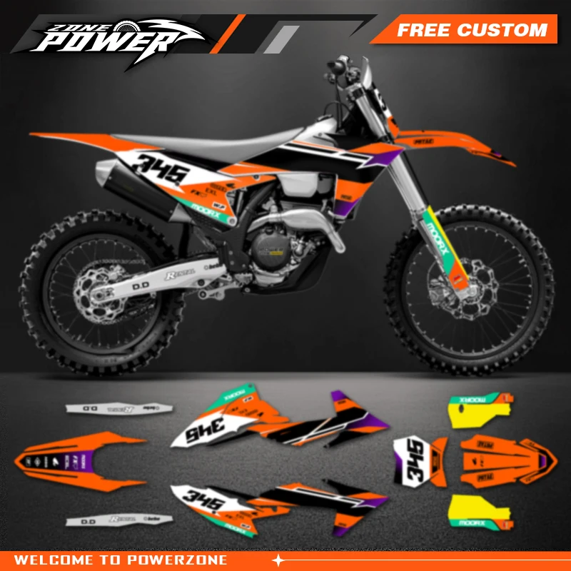 Powerzone Custom Team Graphics Backgrounds Decals Stickers Kits for KTM EXC EXC-F XCW 2024 2025 2026 SX SXF 2023 2024 2025 52