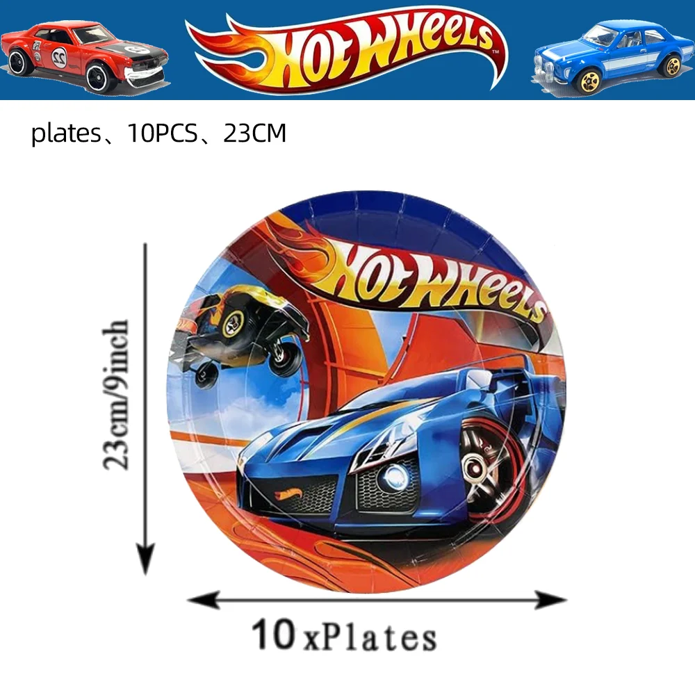 Hot Wheels-Décorations de fête d'anniversaire, ballons en latex, sac cadeau pour fête préChristophe, tasse, assiette, paille, faveurs pour enfants, fournitures de fête de course