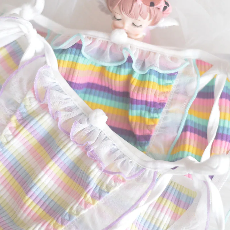 2024 New Threaded Pure Cotton Underwear Women's Pure Cotton Elastic Cute Rainbow Triangle Pants IR0005