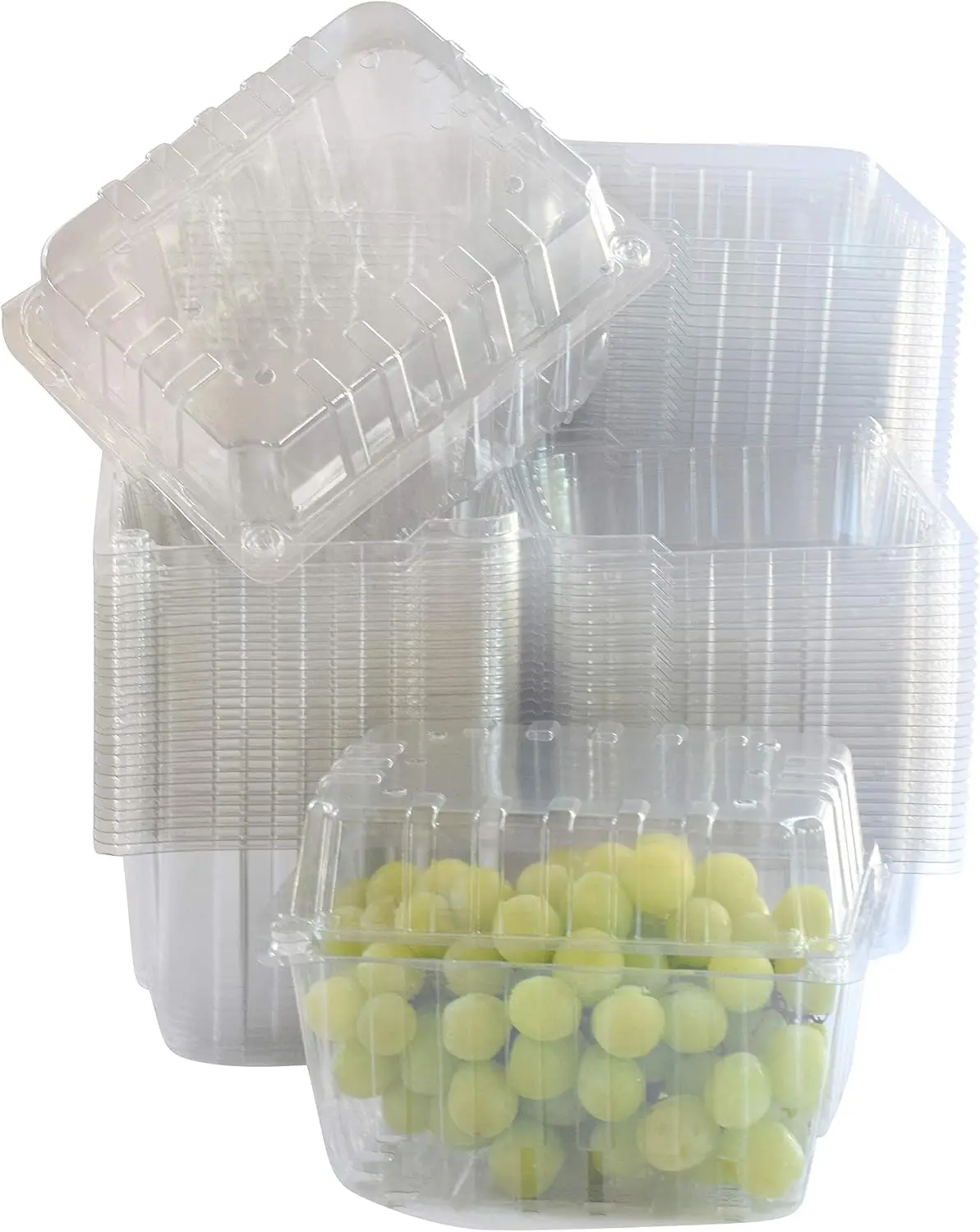 75 Pack - Quart Berry/Produce Basket - Vented Plastic Containers - for Tomatoes, Peppers, Grapes, Clementines