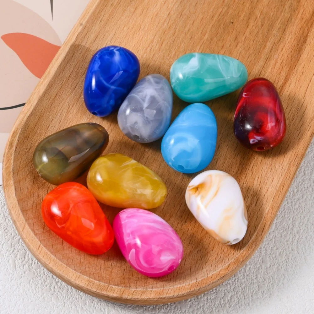 10pcs Dual Color Acrylic Irregular Oval Beads 29x20mm Loose Spacing Beads for DIY Jewelry Making Bracelet Necklace Accessories