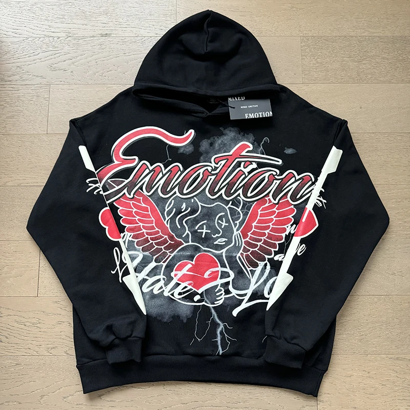 

European American Trend Brand MIXED EMOTION Sweatshirts Hoodies Men Women Hip-hop Streetwear Casual Loose Mixed Emotion Hoodie