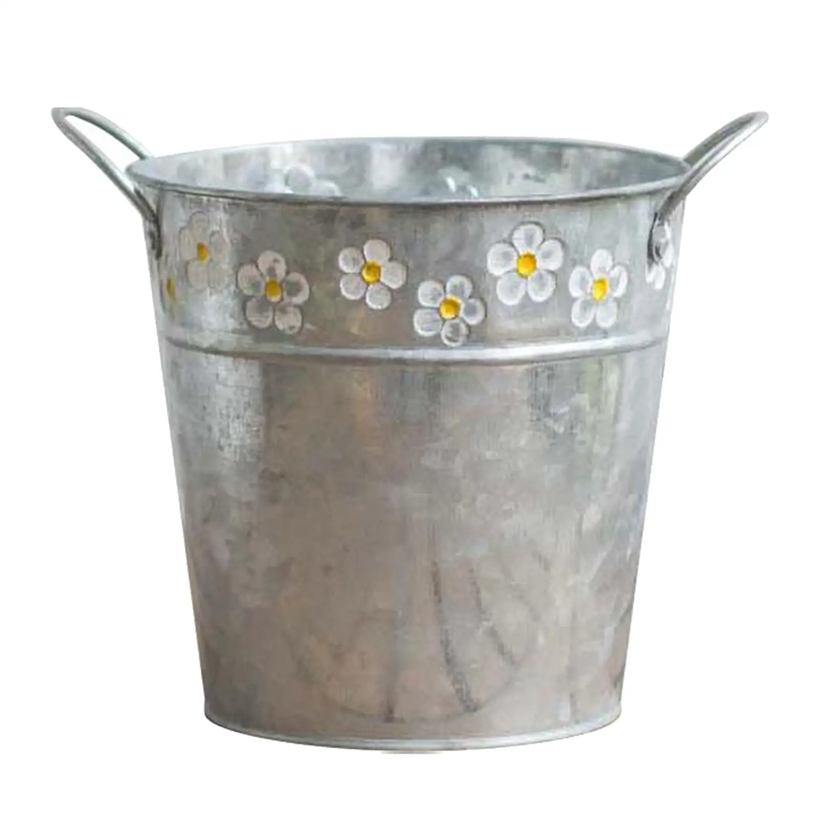Vintage Flower Tin Bucket Rust Prevention for Desktop Garden Balcony Decor