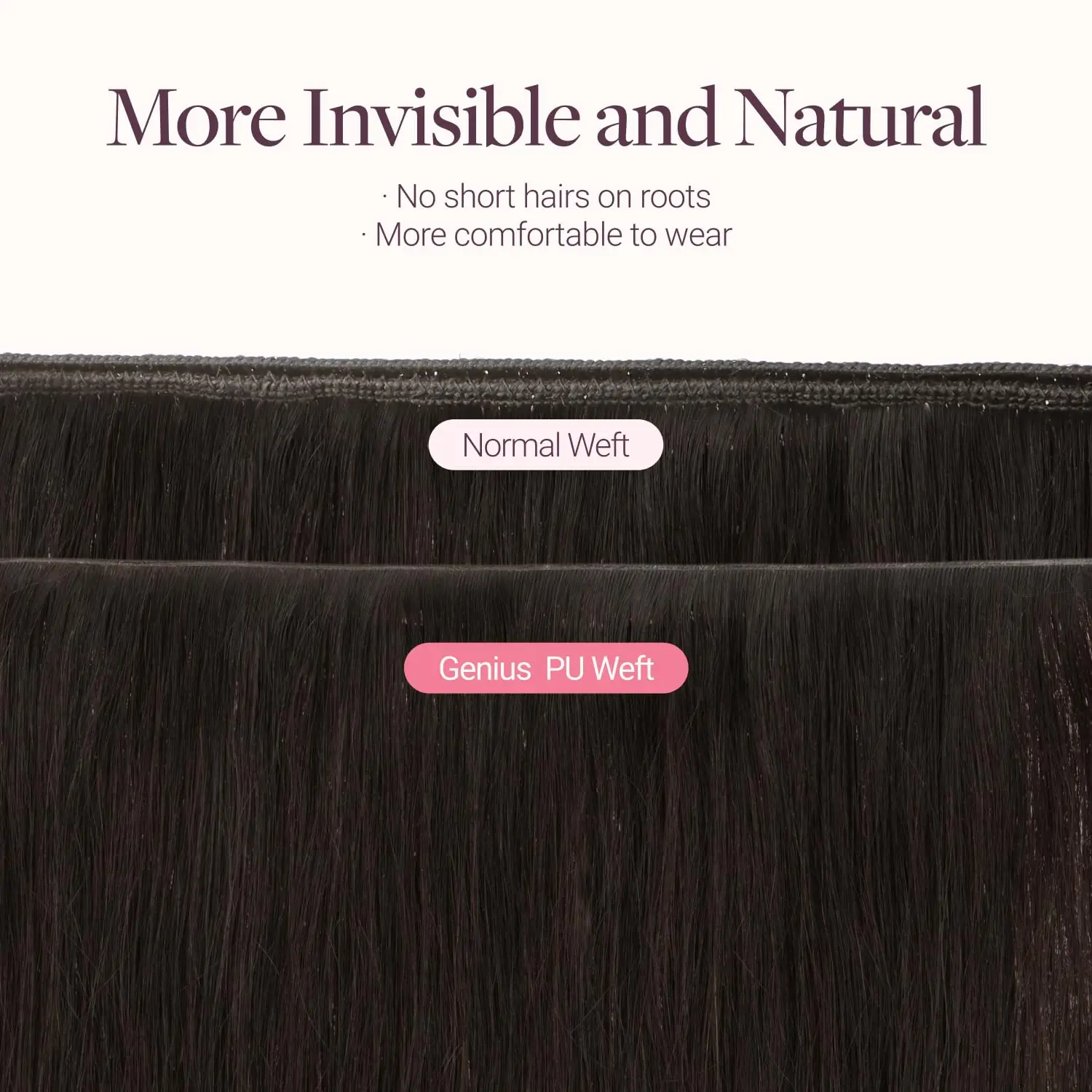 غير مرئية شريط طويل بولي PU ضوء البيج لحمة حزم الشعر البشري لا الغراء شعر طبيعي حقيقي لحمة سلس للنساء 12 "16" 20 "بوصة #3