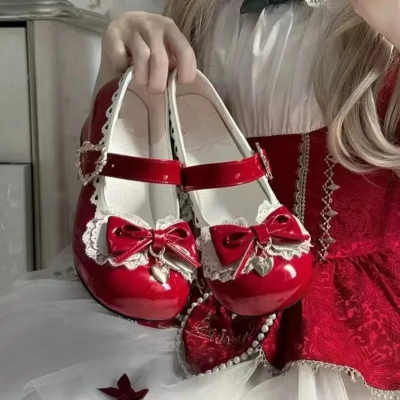 Japanse Kawaii Lolita Mary Janes Schoenen Vrouwen Strik-Knoop Vintage Sweet Pumps Schoenen Dames Elegante Mode Gesp Bandjes 2024