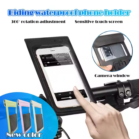 Waterproof Handlebar Phone Holder for Bicycle &amp; Motorcycle with 360&deg; Free Rotation Sturdy And Stable Design, Quick-detachable