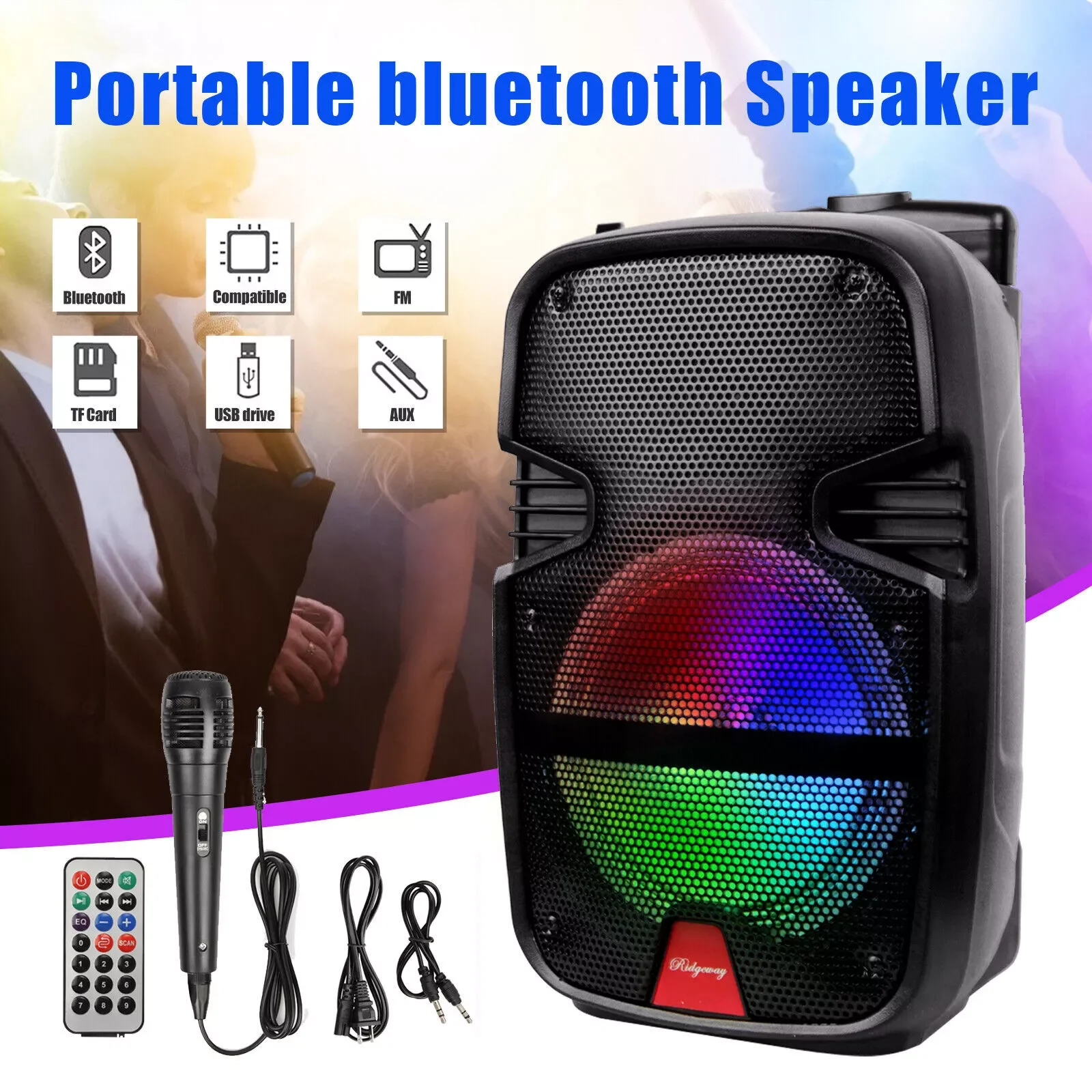 3000W Portable Bluetooth Party Speaker System Subwoofer Heavy Bass w/ Microphone