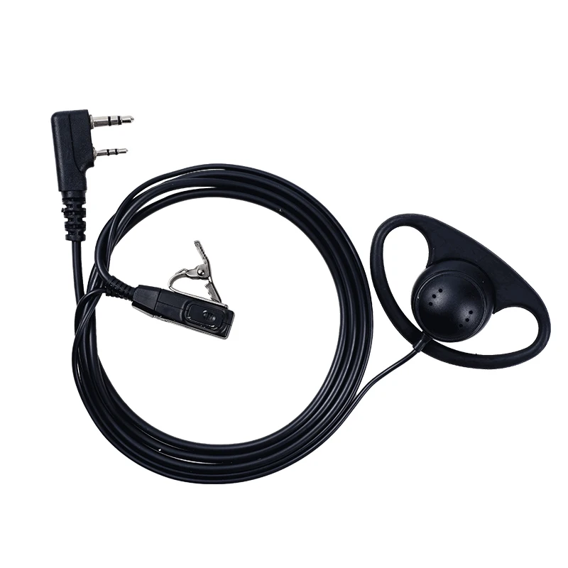 2 Pin D-Shape Walkie Talkie Headset with MIC PTT for Baofeng Kenwood Puxing TYT Radio Earpiece Accessory
