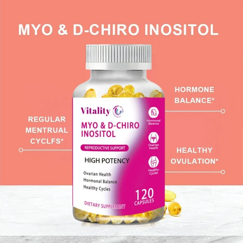 Vitality Myo-Inositol & D-Chiro Inositol Capsules for Ovarian Health Support and Balance Hormone Vitamin B8 Menstrual regulation