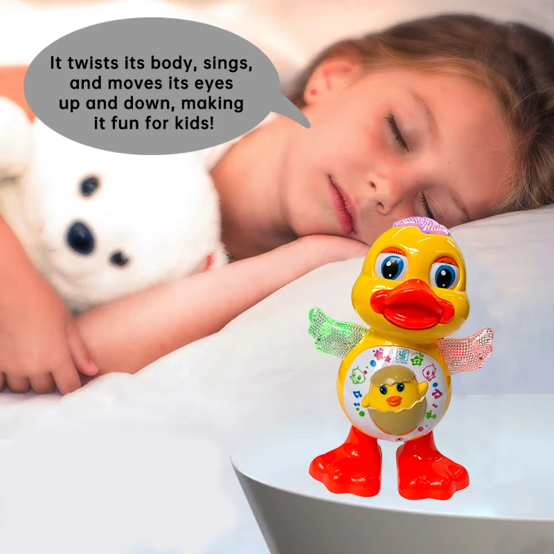 لعبة بطة متأرجحة للرقص اللطيف للأطفال، صوت كهربائي وخفيف، هدية للأطفال