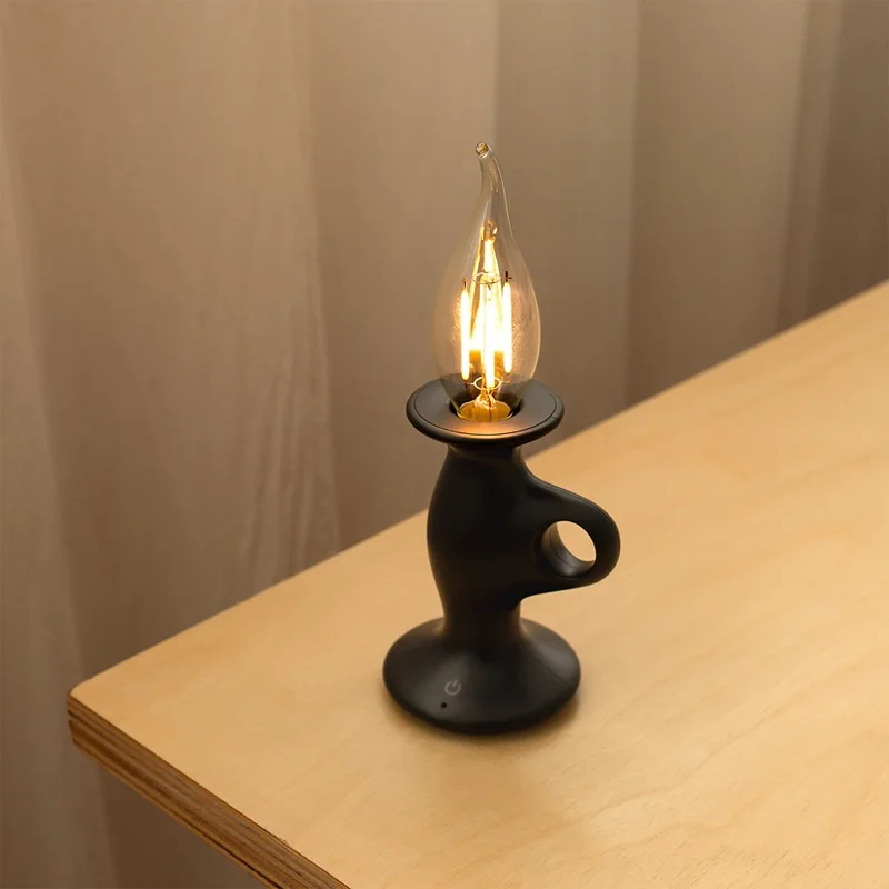 LED Vintage Table Lamp, USB-Rechargeable, Stepless Dimming, Touch-Control Night Light, Bedroom Bedside Lamp, Mood Handheld Light