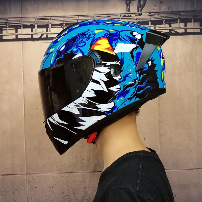 Full Face Helmet Covered Electric Car Autumn and Winter Full Face Helmet Imitation Competition Street Bike Helmet Male Electric