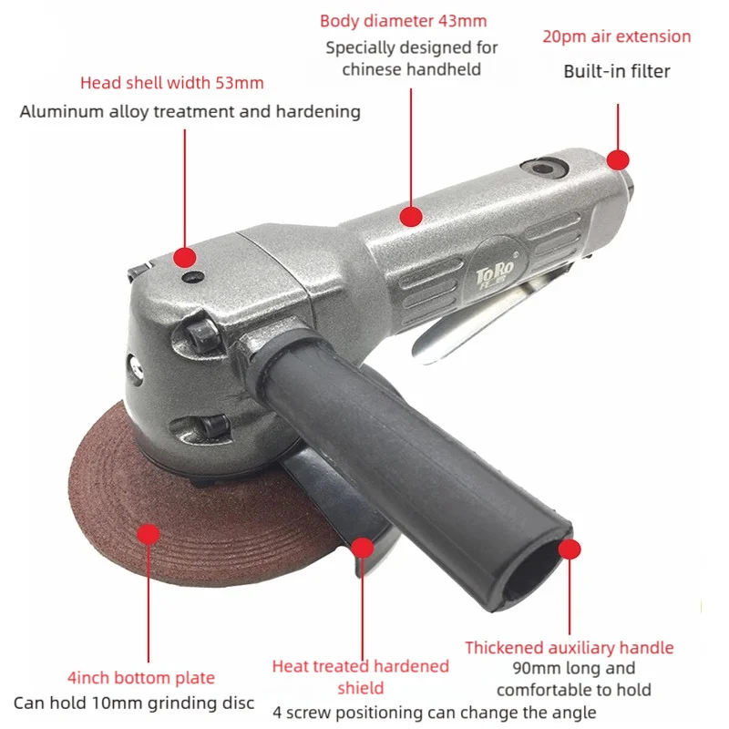 11000rpm 4 Inch Pneumatic Angle Grinder Wheel Air Grinder Tool  for Metal Wood Cutting Grinder Pneumatic Tool Polishing Machine