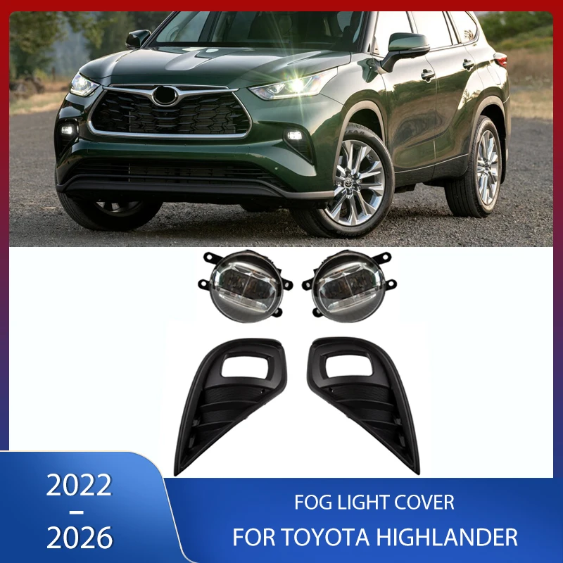 ABS Front Bumper Fog Light Cover LED Foglamp For Toyota Highlander 2022 2023 2024 2025 2026 52030-0E070 52040-0E0701