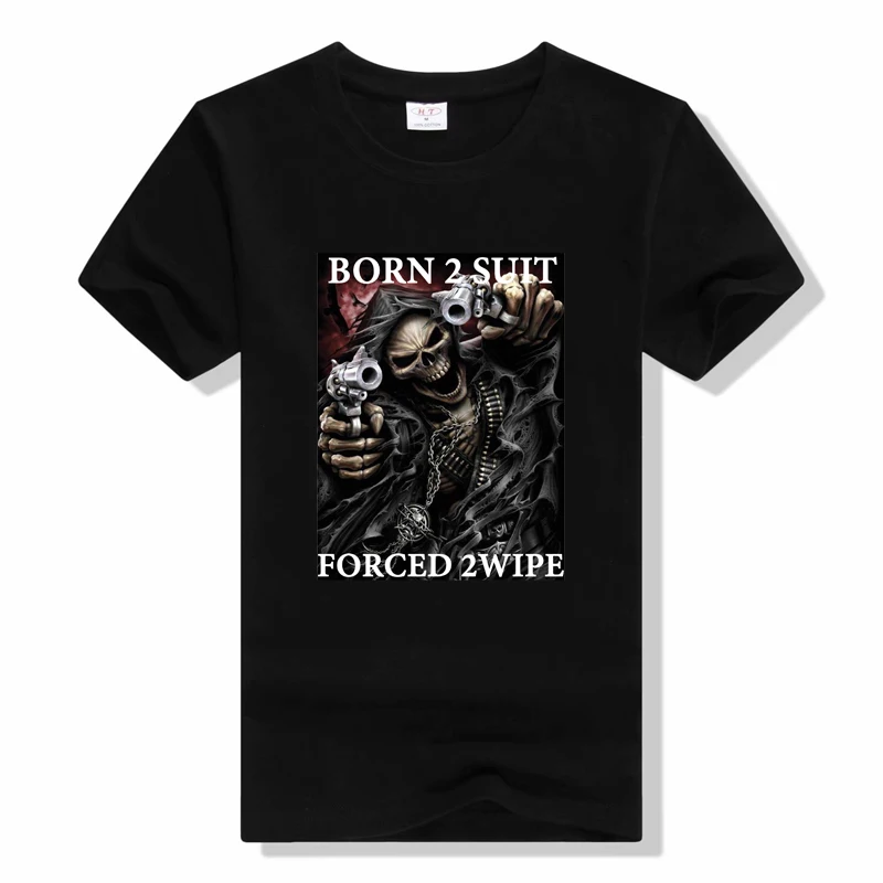 Anime Skul The Born To Shit Forced 2 Wipe O-Neck cotton T Shirt Retro Hip Hop Clothing Unisex Casual Breathable T-Shirt