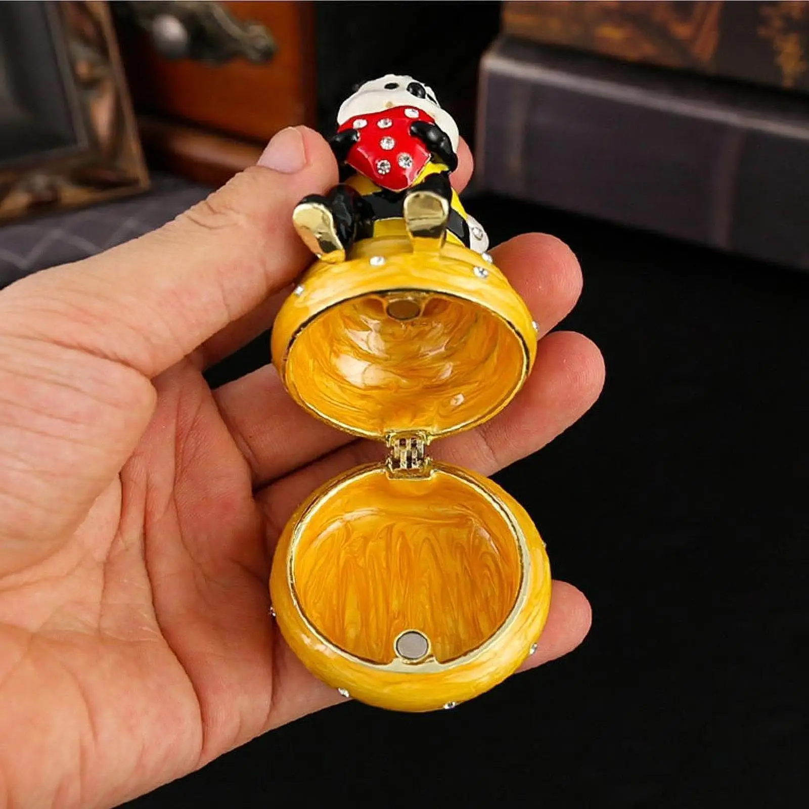 Enamel Bee Man Trinket Box Unique Bee Man Figurine for Shelf Bedroom Cabinet