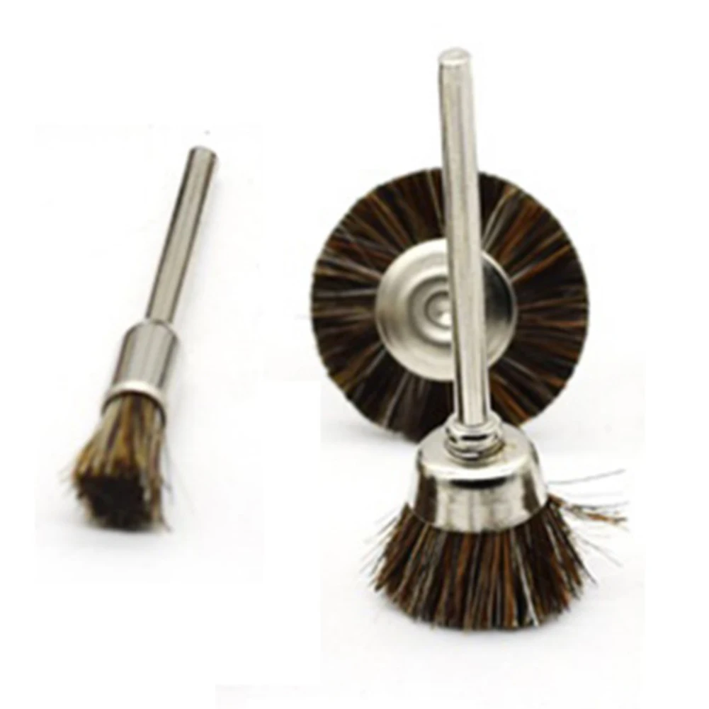 Set of 3 Wire Brushes for Cleaning and Polishing Compatible with Rotary Tools for For metal Wood and Stone 3mm Shank
