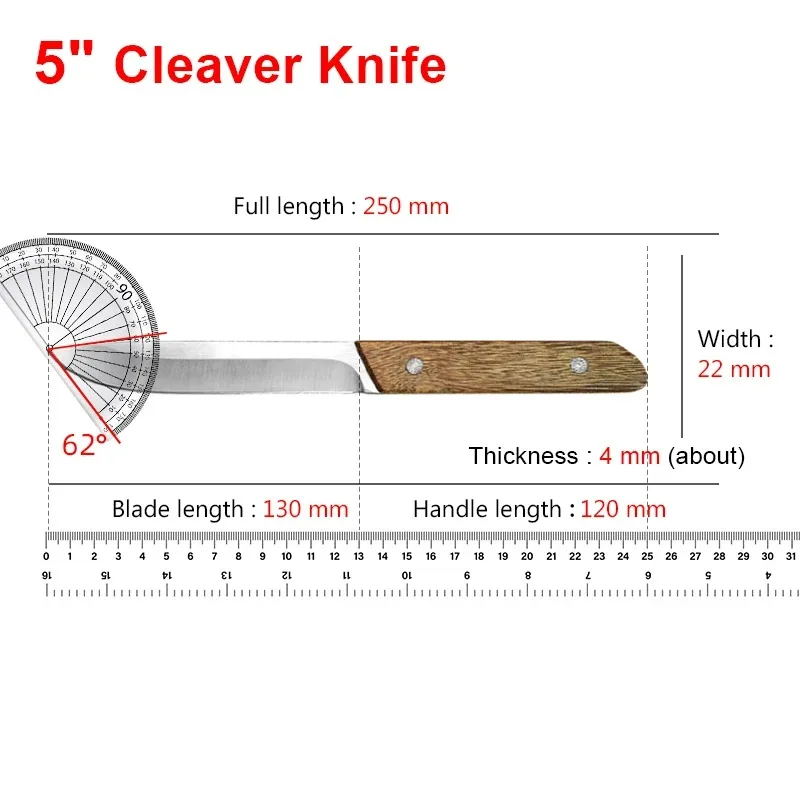 5Cr15 Stainless Steel Kitchen Knife Meat Cleaver Cutting Fruit Butcher Knives Wooden Handle Handmade Boning Knife with Cover