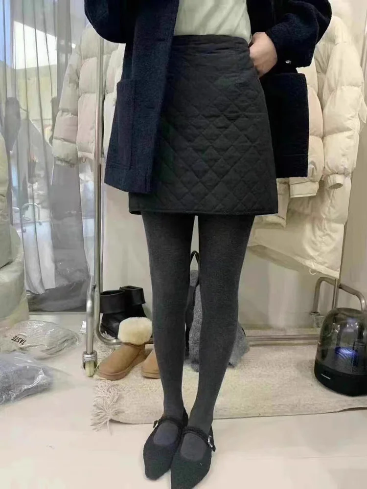 

Korean Sle High Waist Pure Color f Skirt for Women Diamond id Slimming Candy Miss Warmth Daily A-Line Skirt