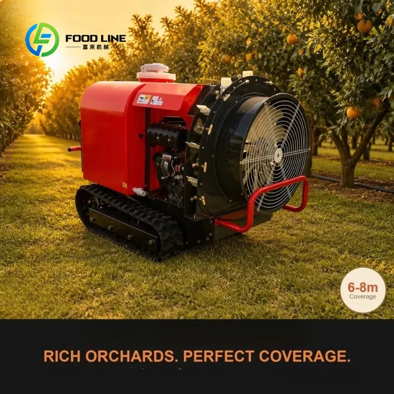 Custom made Remote Control Tracked  Electric Hybrid Air Blast  Ceramic Nozzles Self Propelled Crawler Orchard