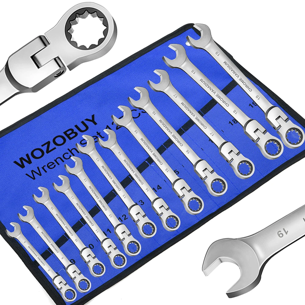 1set Combination Ratchet Wrench, with Flexible Head, Dual-purpose Ratchet Tool, Ratchet Combination Set. Car Hand Tools