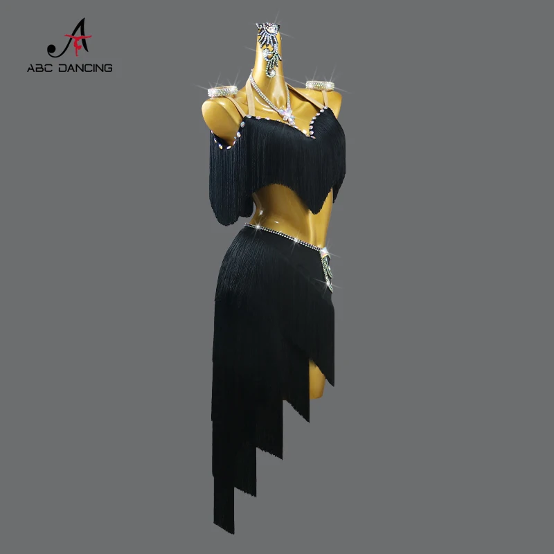 Vestido de dança latina para adultos e crianças, saias de samba femininas, saias sexy franjadas para performance de palco, competição para competição, baile de noite, novo, 2024