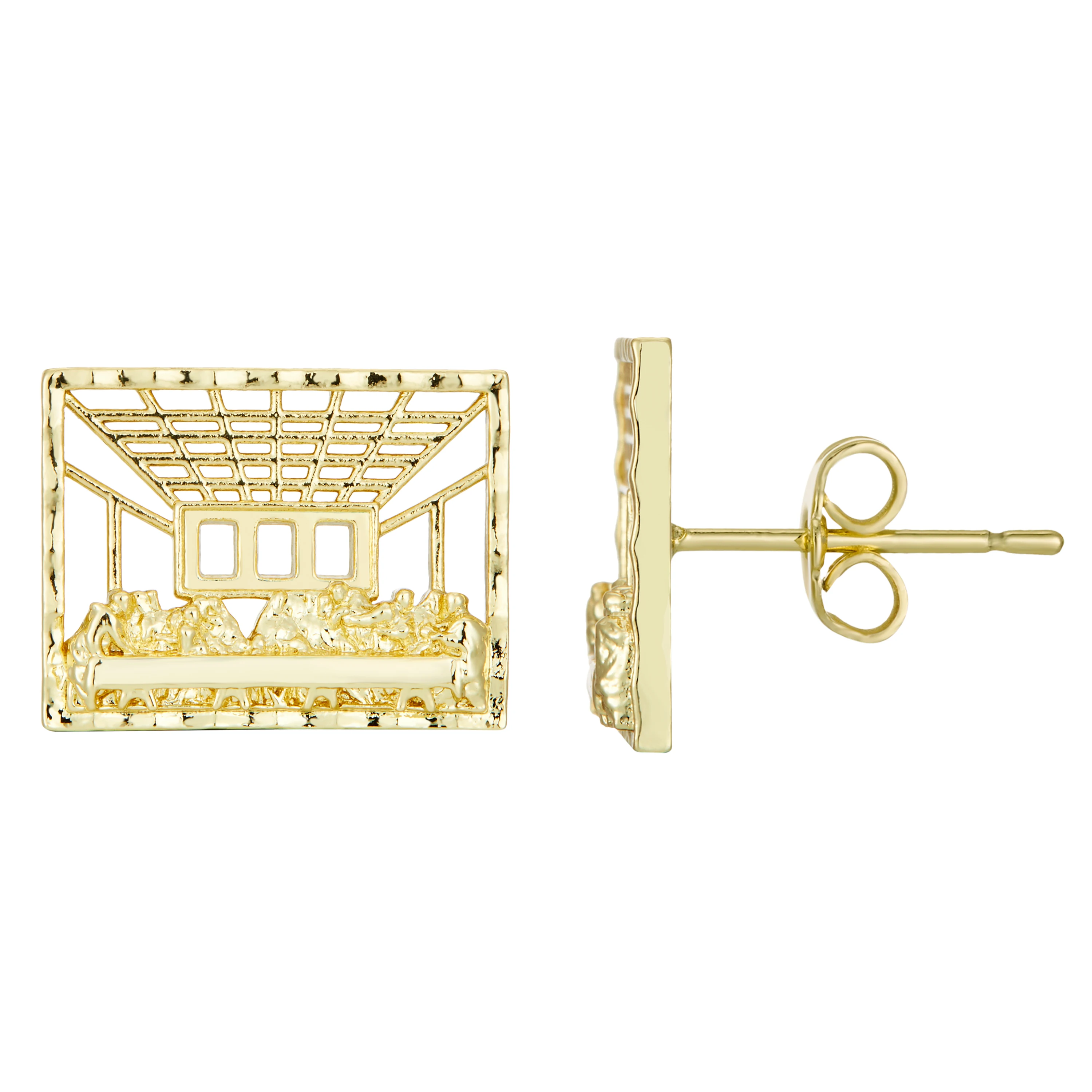 

Hip Hop Style nugget earrings for man woman last supper jesus stud earrings Rock and roll jewelry punk 14k gold plated